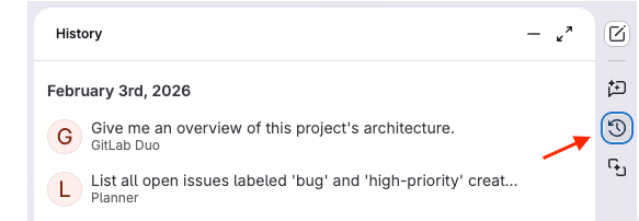 The chat history list.